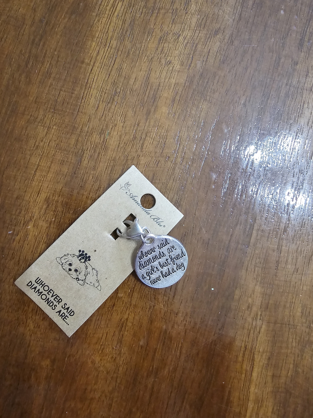 Amanda Blu Silver Tone Round Charm Dog Puppy Charm